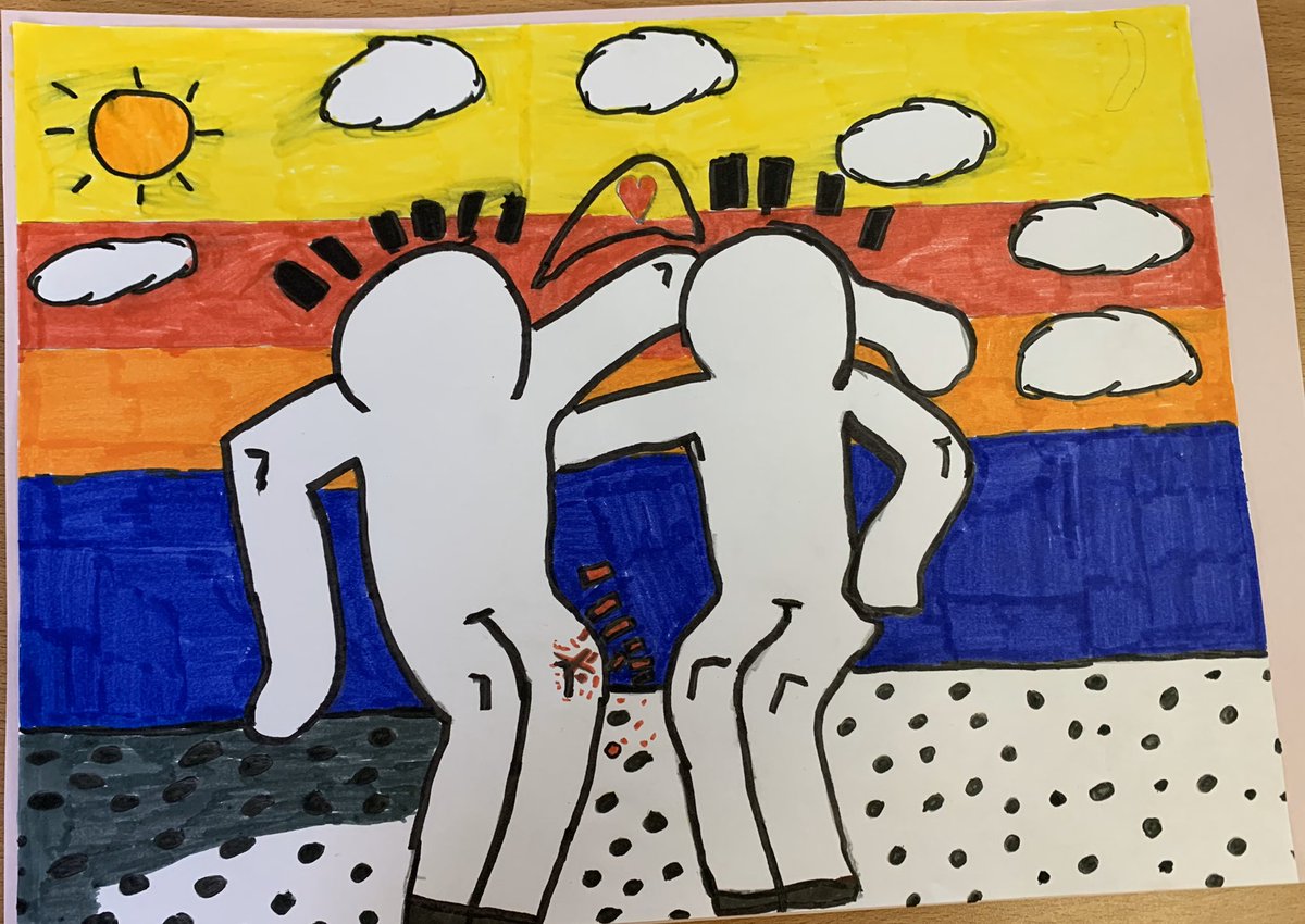 MsSimmonsLHS's tweet photo. Just a few pictures of the fantastic artwork created by Team Walnut in the style of Keith Haring. @HeadLHS https://t.co/pNCfdakTPr