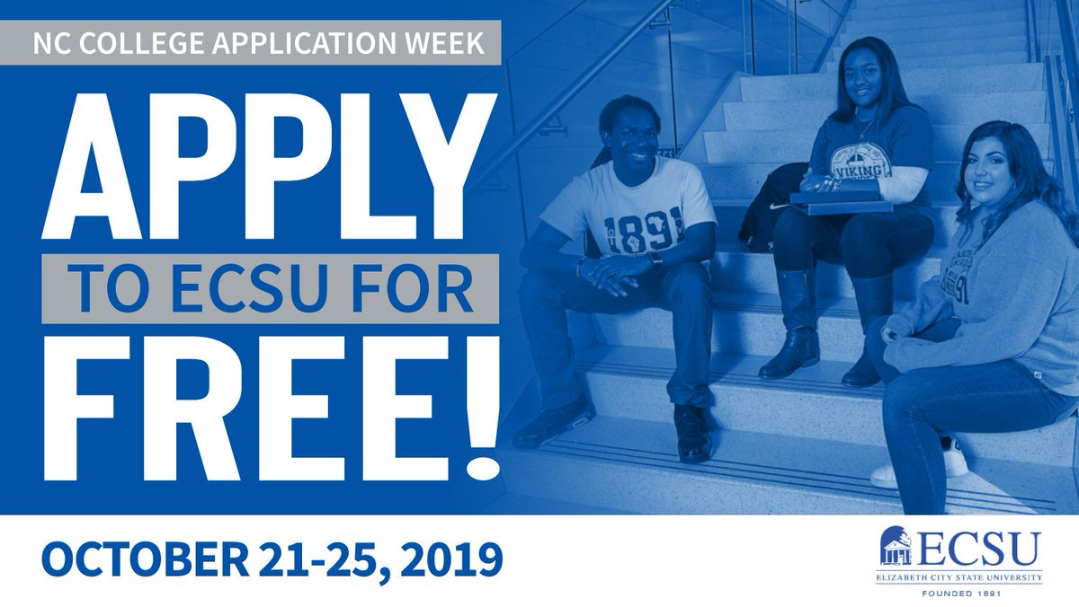 We are saving students at least $7,400 in-state and $44,000 out-of-state over their 4 years at ECSU. You can save even more by applying for FREE during Oct. 21 - 25 🔵⚪ 
#ECSU #NCPromise #VikingPride