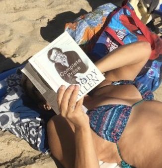 SeurreCatherine's tweet photo. Been reading @woodyallen #CompleteProse and laughing out loud on a crowded beach. I know not everyone gets his humour and to be honest I donโt understand half the book, but the more I read, the funnier it gets #comedyread #randomhumour #funnyfiction #weirdhumour #laughoutloud https://t.co/P6kPIUBTt1