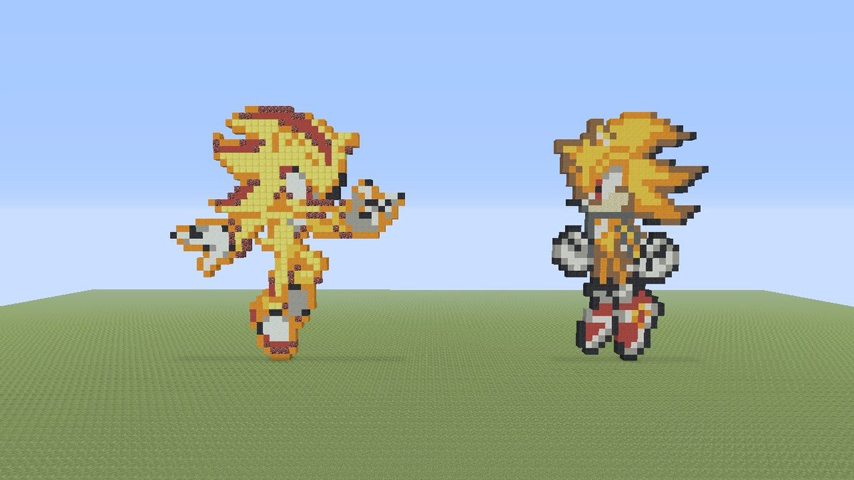 Super Sonic Vs Super Shadow Minecraft Pixel Art build of the last build. 