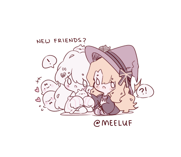 Continuing the story!  ♡
Witch creates some plushies to cheer up a lost ghost ⭐️ 