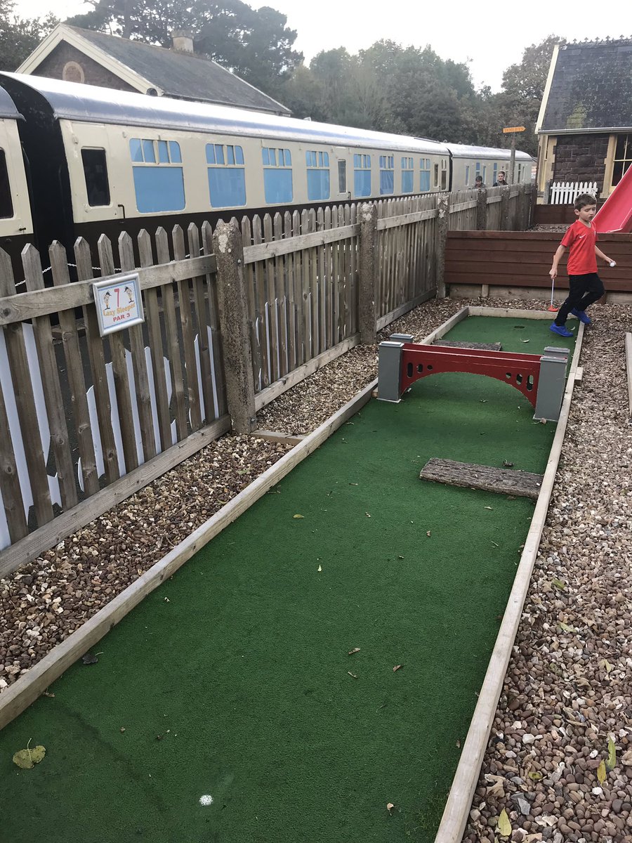 jonbaggs's tweet photo. On vacation, kids still playing some Bridge-themed mini-golf. This time at Devon Railway Centre rather than at @ICE_engineers #engineeringlate and @RochesterBridge. https://t.co/57xYTytI6g