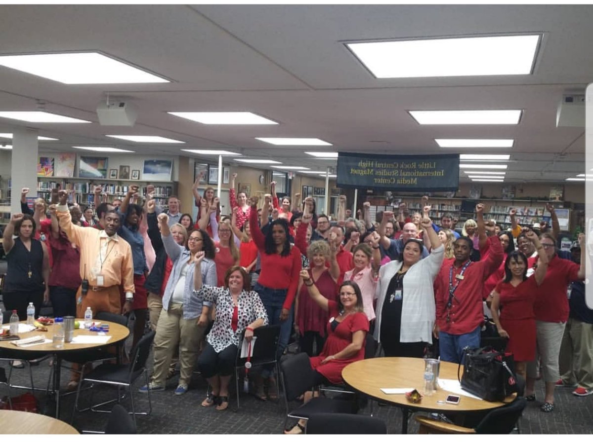 VirginiaDW's tweet photo. LRCHS IS READY TO STAND UP FOR OUR STUDENTS #Red4EdLR #OneLRSD #lreaeverystudenteveryday @AsaHutchinson @JohnnyKey_AR @ouida_newton @fitzhill @DianeZook @charissedean79 @McfetridgeKathy @chadpekron @WaltonFamilyFdn @WalterHussman @LREAintheRock @OurLRSD https://t.co/qJ0lfWNJgw