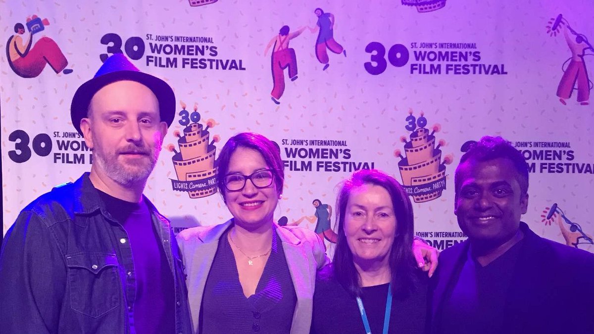 SJIWFF's tweet photo. Filmmakers Justin Simms, Tamara Segura and Rohan Fernando along with producer Annette Clarke are here to introduce Becoming Labrador! #SJIWFF30 @mrsimms1 #TamaraSegura #RohanFernando #AnnetteClarke @thenfb https://t.co/fFAlNMFKMz