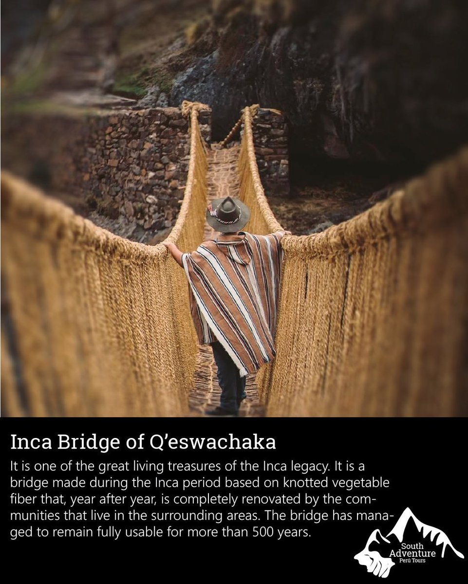 Did you Know?
And you can get here to cross the Apurimac River through the Inca bridge of Q’eswachaka?
#Cusco