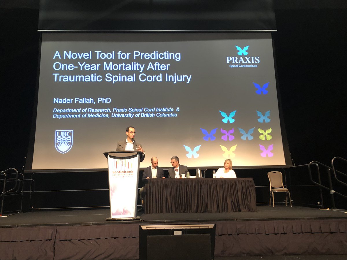 .@NaderFallah10 from @praxis_sci presenting the Spinal Cord Injury Risk Score at #CSCIRA2019 !