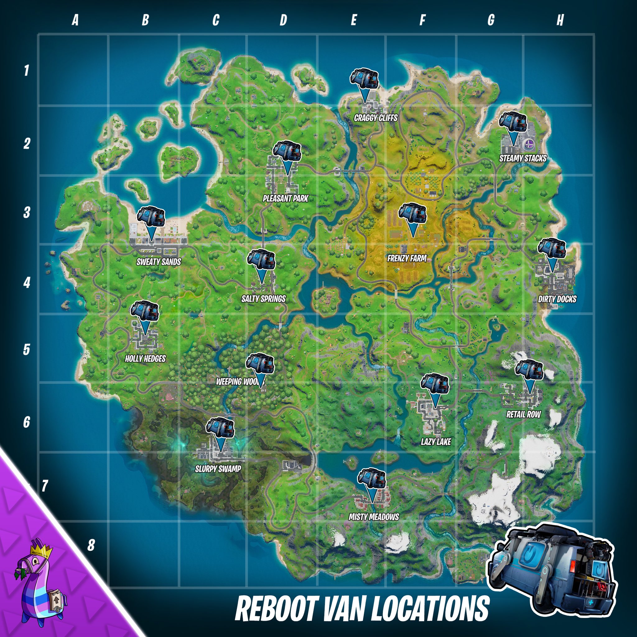 Mll On Twitter All Reboot Van Locations In Chapter 2 Season 1 Fortnite Reboot Vans Fortnite Season 11 Reboot Vans Fortnite Season 11 Mll On Twitter All Reboot Van Locations In Chapter 2 Season 1 Fortnite