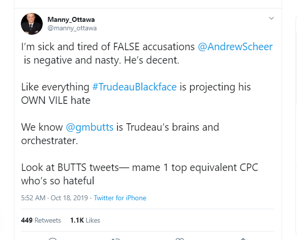 IsraeliRimon's tweet photo. @gauvywonkanobi @bimvision @Bret_Sears @manny_ottawa #LibConCorruption
Here is a snip of Manny_Ottawa's last tweet just before #KinsellaGate
Please. Canada. Vote for Canada. #voteppc2019
Enough of these horrid people trying to dissolve our country to install #PowerHungryLibCons
#elxn43 #cdnpoli https://t.co/A0smLFZLi4