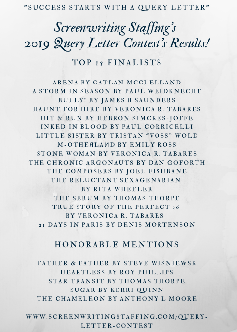 Query letters are the backbone to #screenwriting #success, and our site is a testament to that.

Congrats to this year's finalists and honorable mentions!

For more info: screenwritingstaffing.com/query-letter-c…

#scriptchat #WGAstaffingboost #screenwriters #film #filmproducers #indiefilm #write