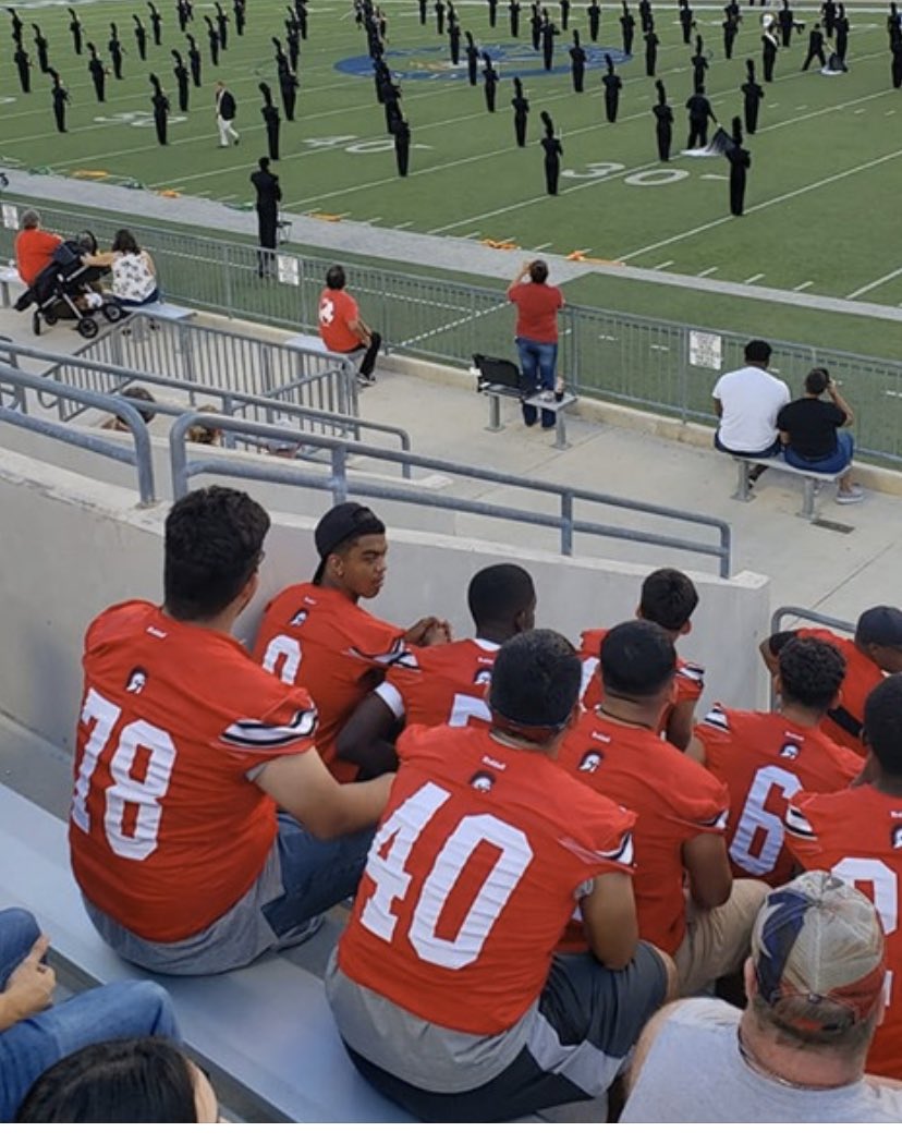 CotDawg6's tweet photo. Football 🏈 supporting the band at UIL! #SoHoPRIDE #TROJANSUPPORTTROJANS https://t.co/uuKQVTLv2S
