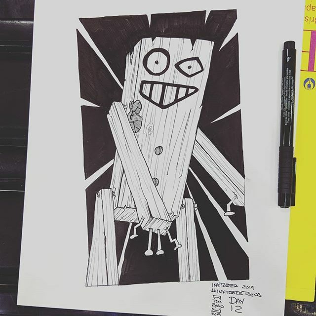 TomRyansStudio's tweet photo. Day 12! The Tick!!! We have here ... Lil wooden Boy! Still playing Inktober Catch up here at Baltimore Comic Con. 
#Spoon #TheTick #Inktober #InktoberToons #PenAndInk #Drawing #Art #BaltimoreComicCon #TomRyansStudio https://t.co/i2q9ROYSYO https://t.co/sQ0ovmq1wU