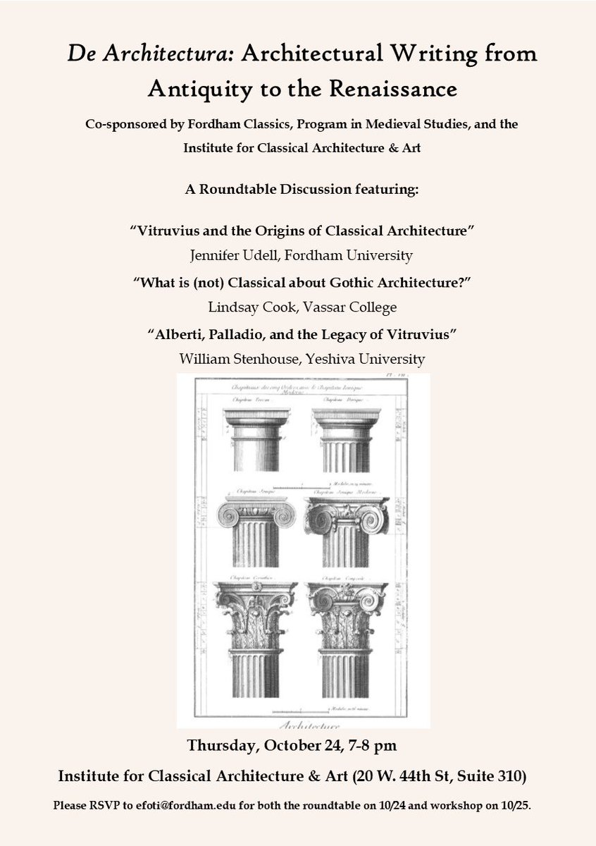 ClassicsProf's tweet image. Fordham University&apos;s 5th annual Biduum Latinum, this year on Architecture, Oct. 24-25. Our workshop on 10/25 offers a nurturing environment for reading (&amp;amp; speaking) Latin: no experience necessary; all levels welcome, even those who just wish to listen! Walsh Library 12-4pm!