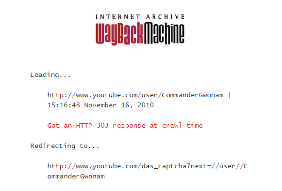But at this point, we encounter an issue. There is a massive gap between May and November 2010, when nothing has been archived. So we keep going forward from November, but after the first page, the archives begin to show some flaws, redirecting us & not showing the channel at all