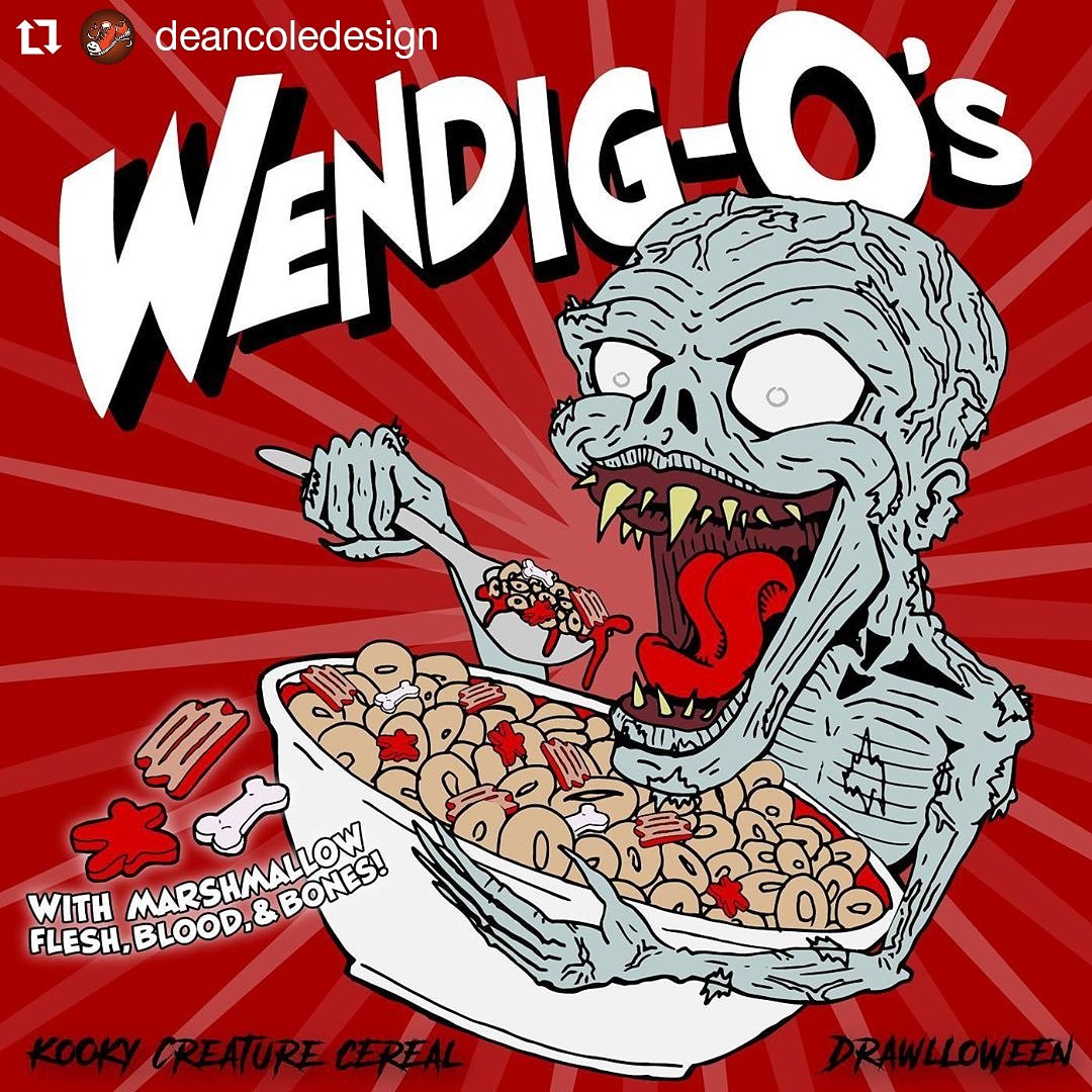 Drawlloween Drawlloween Kooky Creature Cereal Deancoledesign Grab Yourself A Box Of Wendig O S Let The Cannibal Side Of You Take Hold As You Crunch On These Tasty Oat O S With