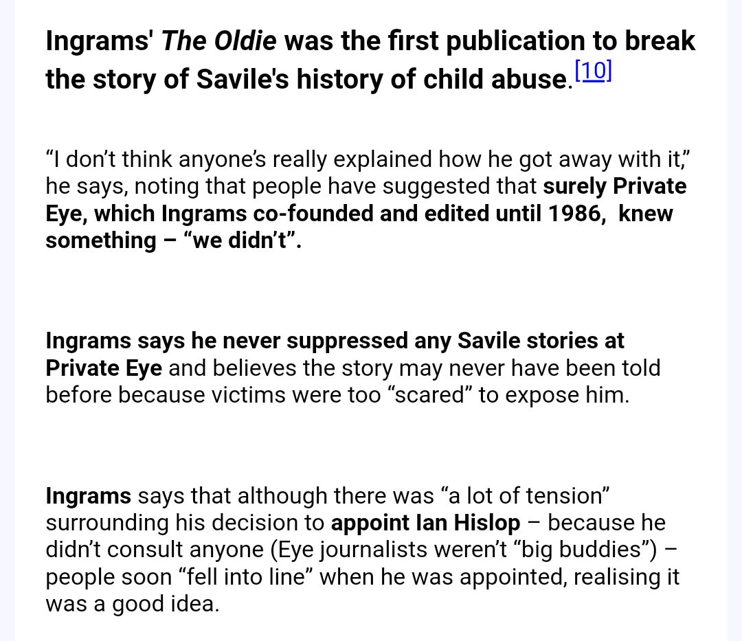 Ingrams is co-director at several companies with Ian Hislop. Interestingly, Ingrams' The Oldie was the first publication to break the story of Savile's history of child abuse. Ronnie Waterhouse also worked for Private Eye.