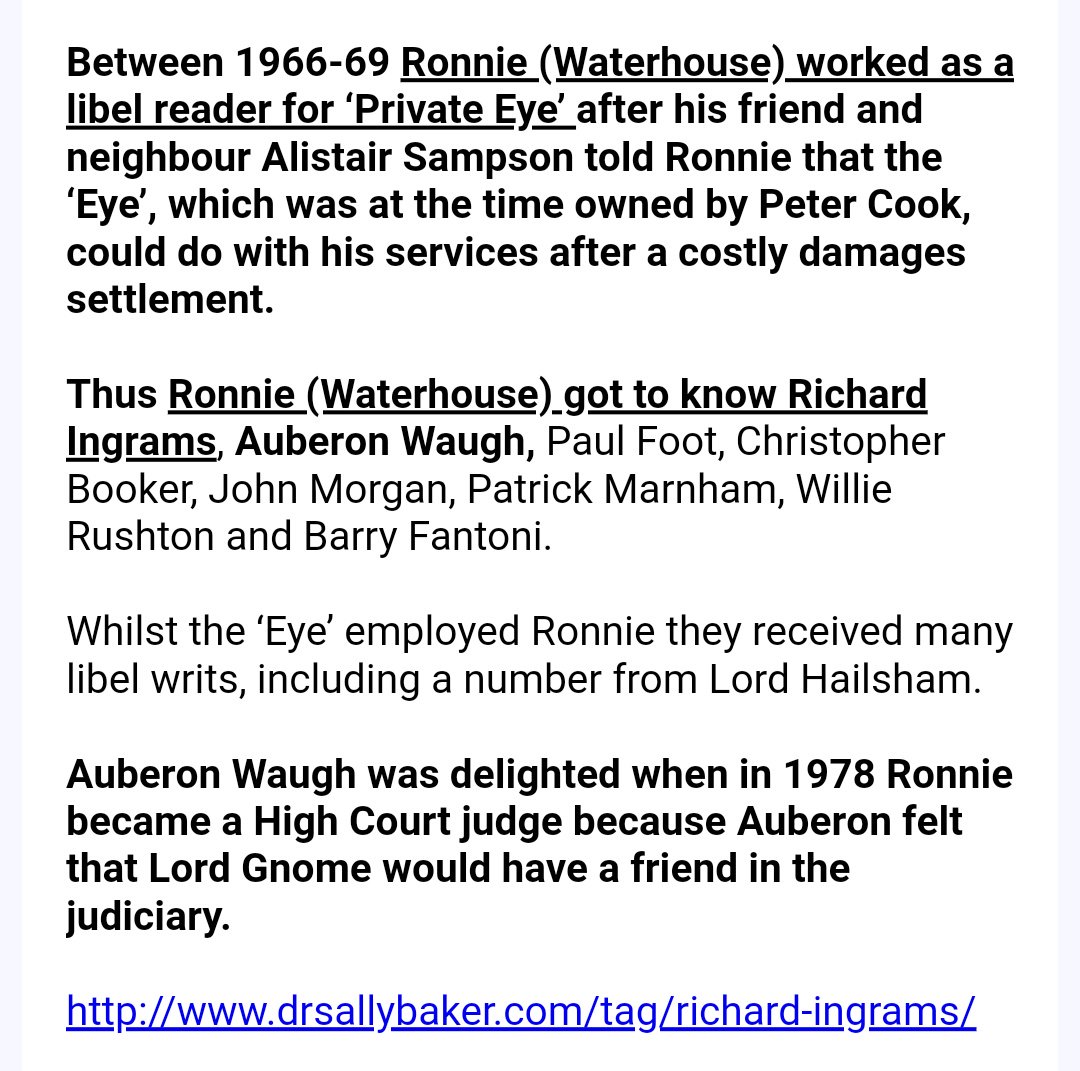 Ingrams is co-director at several companies with Ian Hislop. Interestingly, Ingrams' The Oldie was the first publication to break the story of Savile's history of child abuse. Ronnie Waterhouse also worked for Private Eye.