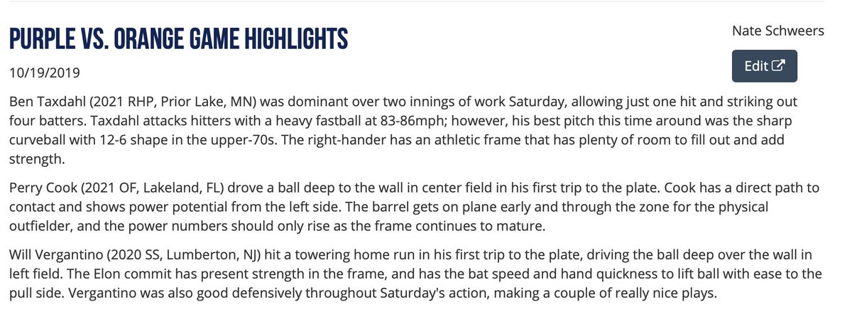 2019 PG Fall Top Prospect National Showcase 
Game Highlights: Purple vs. Orange 
perfectgame.org/events/EventBl…
