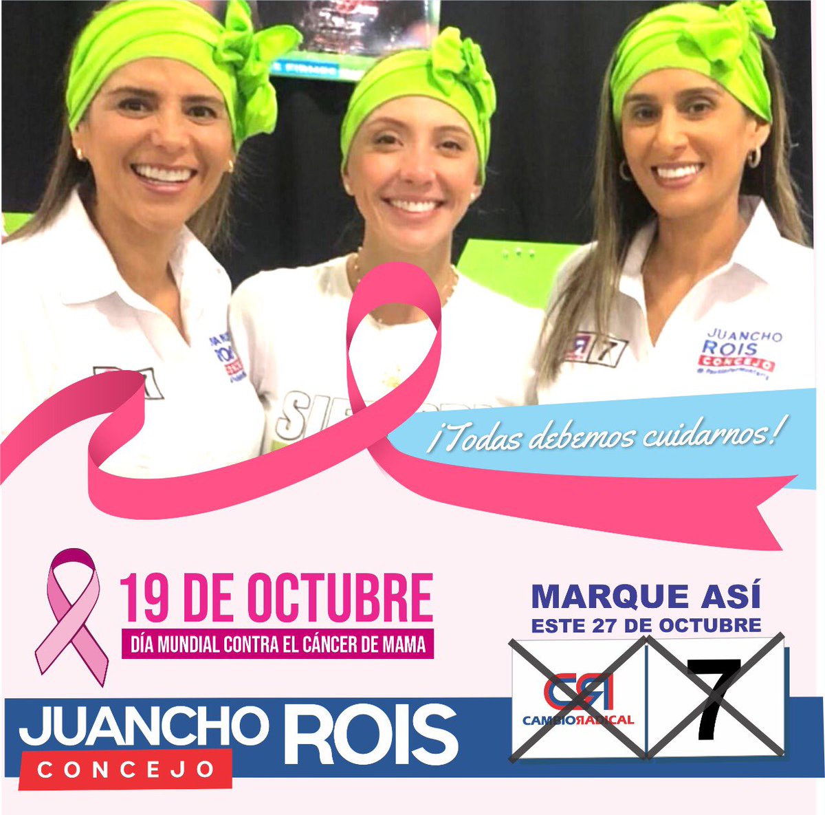JuanchoRoisD's tweet photo. Hoy se celebra el #DíaInternacionaldelCáncerdeMama y quiero aprovechar para invitar a todas las mujeres monterianas cómo mi mamá y María Paula a hacerse regularmente el autoexamen de senos.
La detección temprana es la mejor lucha para combatir esta enfermedad. #CambioRadical7 https://t.co/GnxI7cHt9i