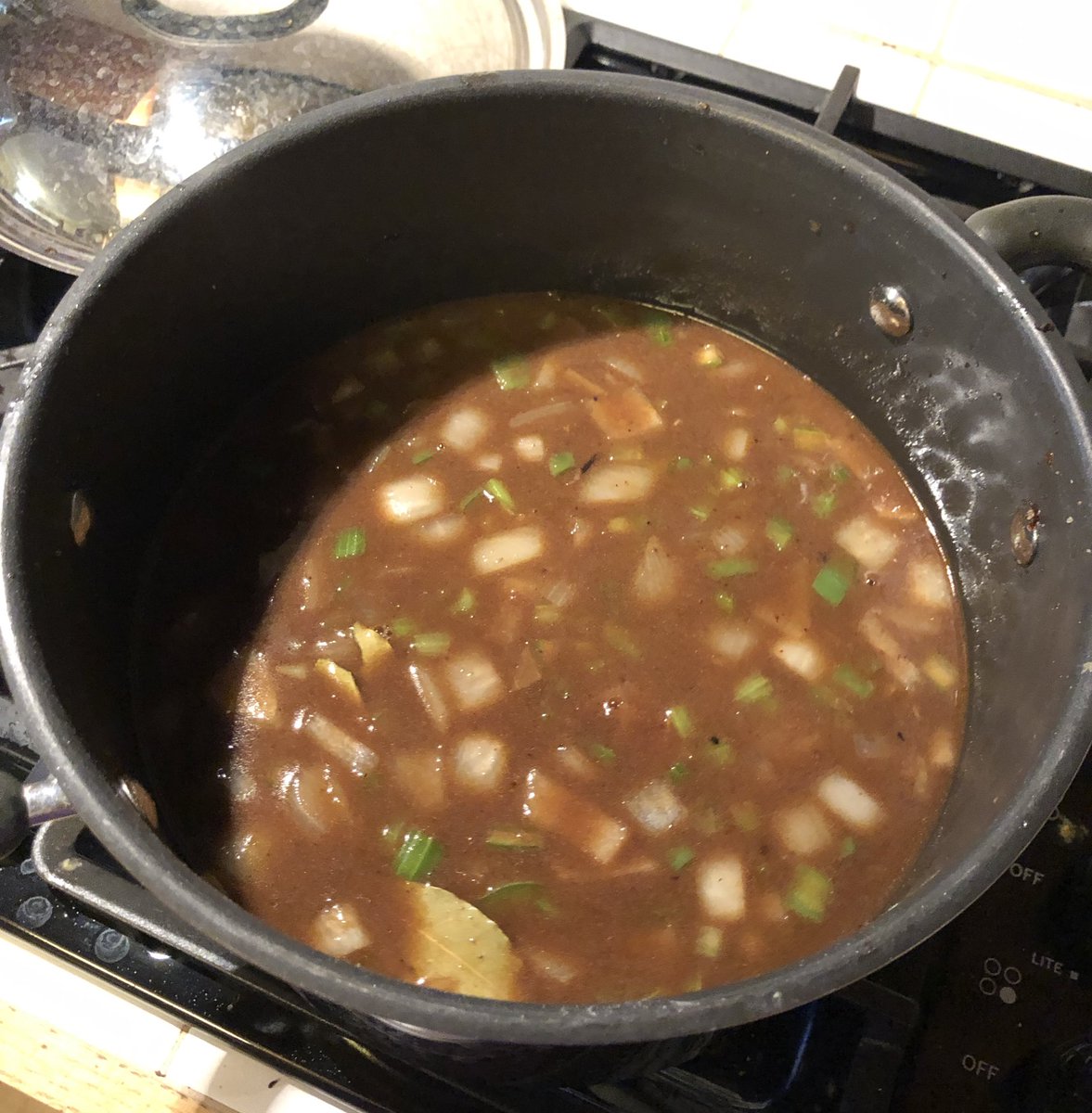 BlytheLamonica's tweet photo. Louisiana tradition... making gumbo while listening to @LSUTigersVoice and cheering on @LSUfootball. #GeauxTigers #geauxgumbo #winning #onbothcounts https://t.co/0c2iuwxlhl