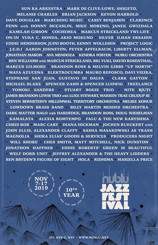 We are proud to be a part of the Nublu Jazz festival in NYC 11/8!!