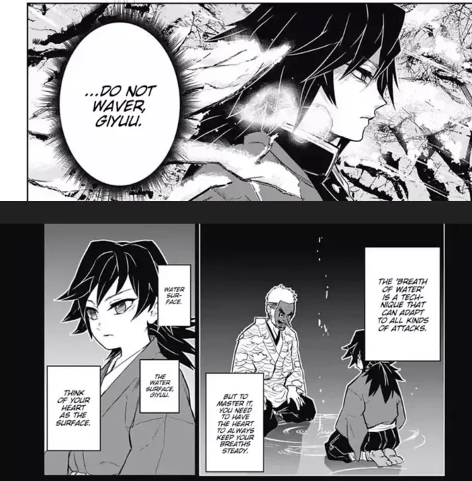 Part 2. What's also depressing is when you realize Giyuu has always been good at keeping his feelings in check but here he still cracks hearing Shinobu is gone, we haven't seen a reaction from him like this since he talked about sabito. Shinobu without a doubt meant a lot to him 