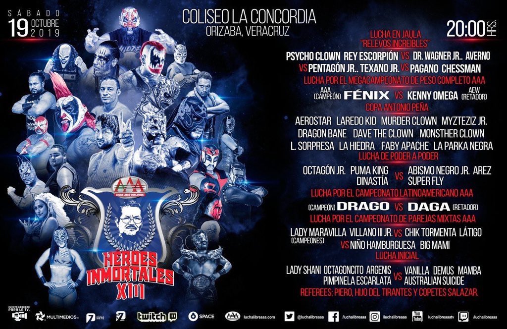 Tonight @KennyOmegamanX faces off with @ReyFenixMx for the Megacampeonato de @luchalibreaaa  #HéroesInmortalesXIII
6 pm PT / 8 pm CT

🇲🇽 twitch.tv/luchalibreaaa
🇺🇸 twitch.tv/luchalibreaaa_…