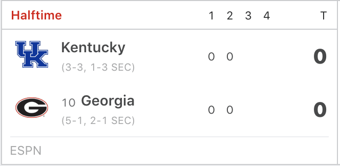 ESPNCFB's tweet photo. Halftime in Athens 👀 https://t.co/jL9AjQFusU