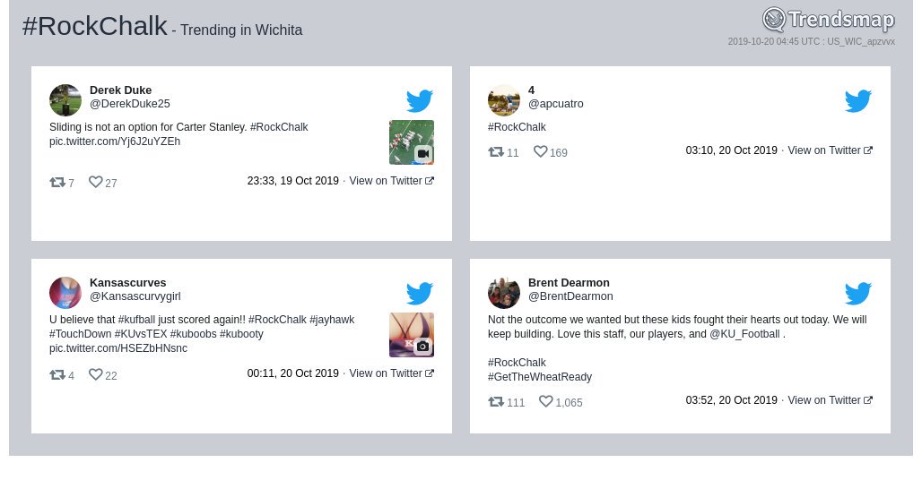 TrendsWichita's tweet photo. #rockchalk is now trending in #Wichita

https://t.co/2Z21LmfycW https://t.co/2xlaUbBEth