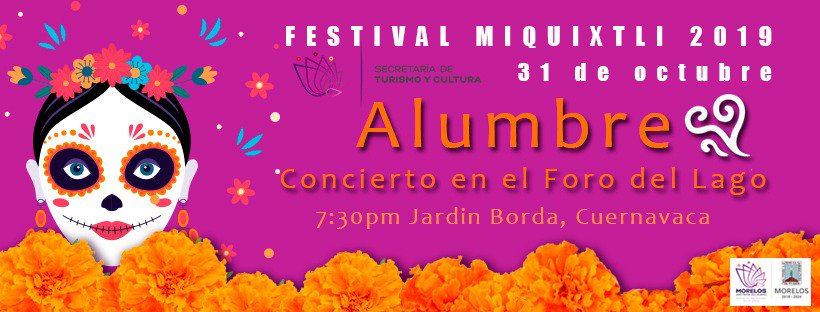 alumbremx's tweet photo. Los esperamos este jueves 31 octubre a las 7pm en el Foro de lago del Jardín Borda. Festival Miquixtli!!! https://t.co/NmP1hqExfu