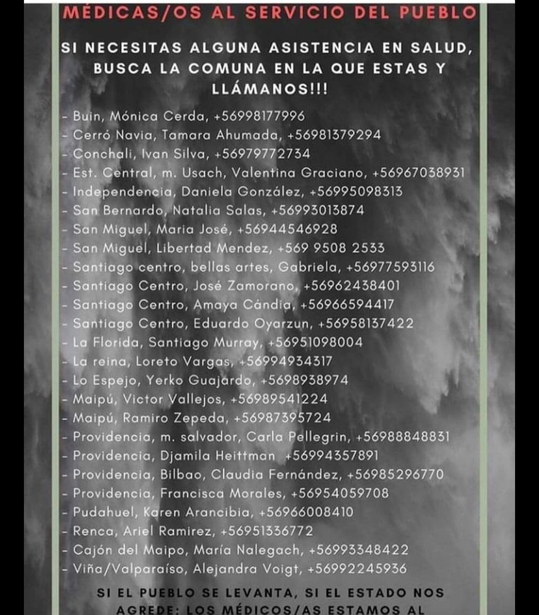 ceciliaheyder's tweet photo. Si tiene urgencia medica durante el toque de queda  acá esta esta lista de medicos con conciencia  social y consecuencia al servicio del pueblo https://t.co/wx5mFJbZ7I