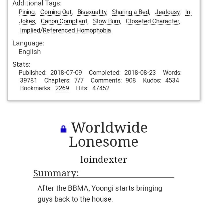 Worldwide Lonesome by loindexterCanon compliantYoonjinSo.much.pining! My favorite yoonjin to date, coming out story   https://archiveofourown.org/works/15227829/chapters/35319180