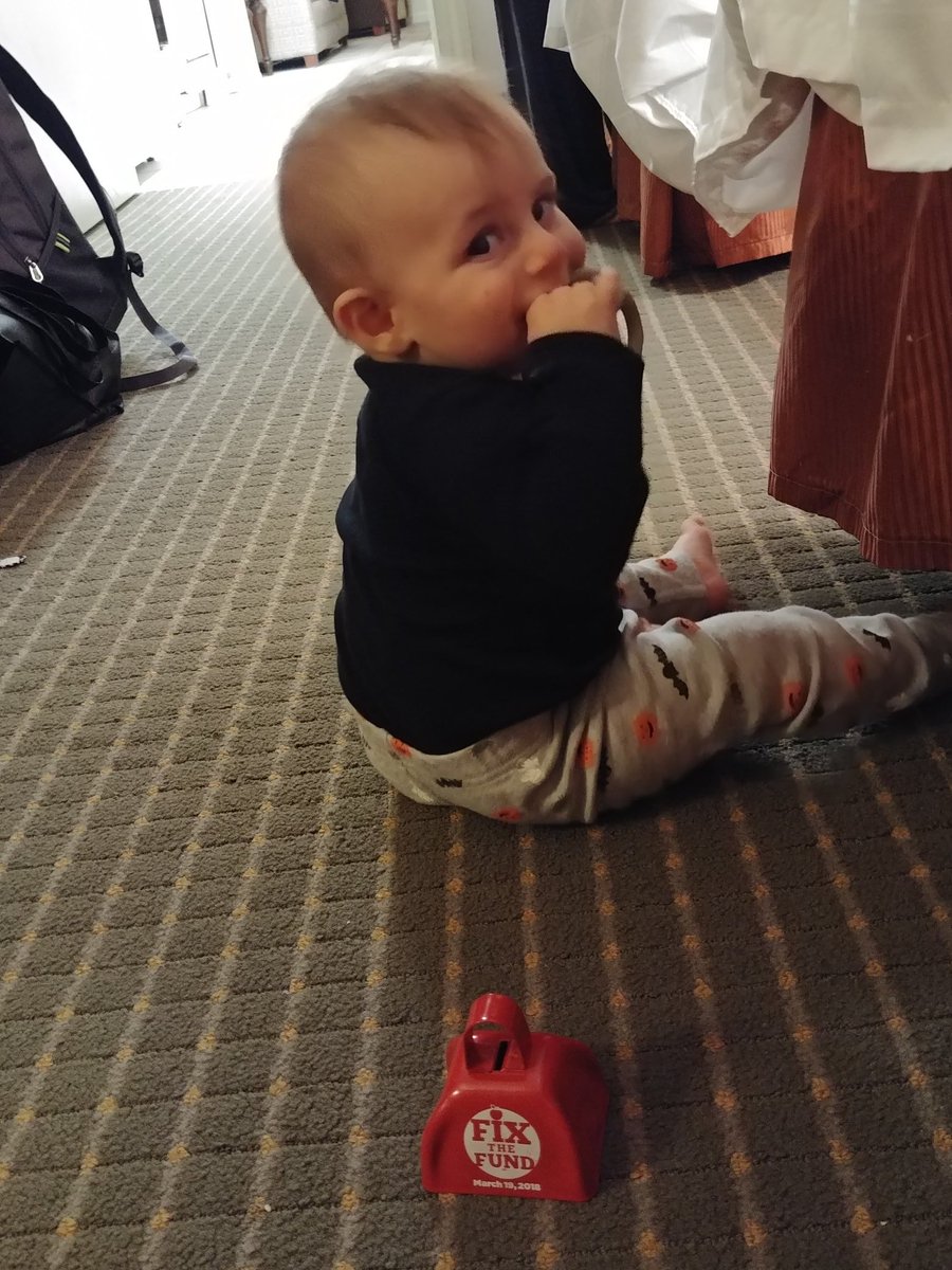 ed_superhero's tweet photo. In March, I missed the @MSEAeducators #FixTheFund rally in Annapolis because it was too close to this little guy's due date. He was born only a couple of days later! He's also the reason why I couldn't go to this year's #NEARA19. But I got a cow bell today, and here's the proof❤ https://t.co/490f3Grg9B