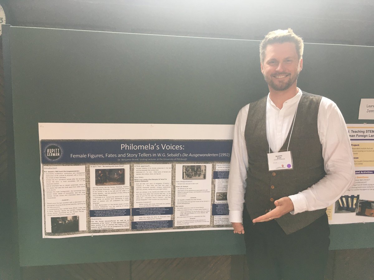 <a href="/Professor_OMG/">Maureen O. Gallagher</a> @frauprofyoung Mary Allison from Texas A&amp;M University – The Importance of Avoiding Anachronisms: Magdalena Behaim and the Early Modern Woman

Benjamin Brand (University of Pittsburgh) – Philomela's Voices – Female Figures, Fates &amp; Storytellers in Sebald’s Die Ausgewanderten

#WiGerman19