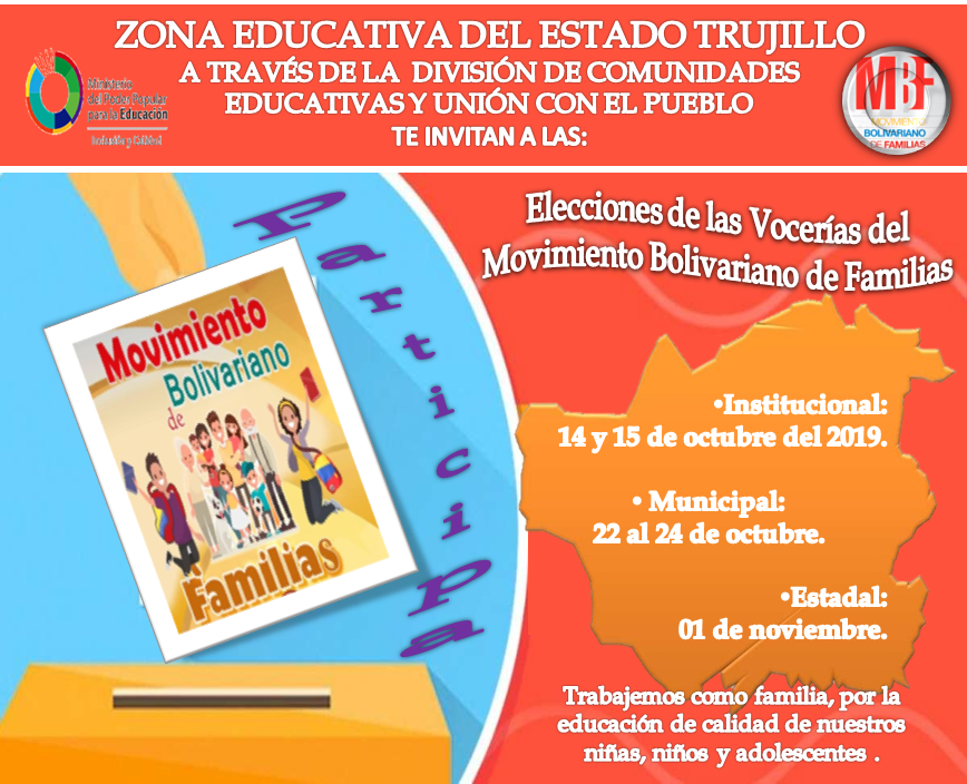 Comuni_Trujillo's tweet photo. El MBF es el movimiento de las Madres Padres Representantes y/o Responsables encargado de velar por la Calidad y la Inclusión Educativa PARTICIPA @NicolasMaduro @psuvaristobulo @JorgePerezVZLA  #EleccionesMBF @LaidelyPsuv @ZonaEduTrujillo  @DGCE_MPPE @MBF_MPPE @DLCE_MPPE https://t.co/hJORMPGbCS