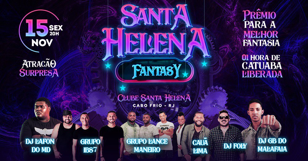 VitorBernardees's tweet photo. 🌀 Pela 1• vez em Cabo Frio, festa fantasy com várias atrações no Clube Santa Helena, estrutura diferenciada e muitoooo mais!! 🔝 
🔊 Pode avisar pra geral, marcar os amigos e ajuda no RT! 

VENDA ONLINE: https://t.co/bQsjcckFVs https://t.co/cyHuGQH0bH