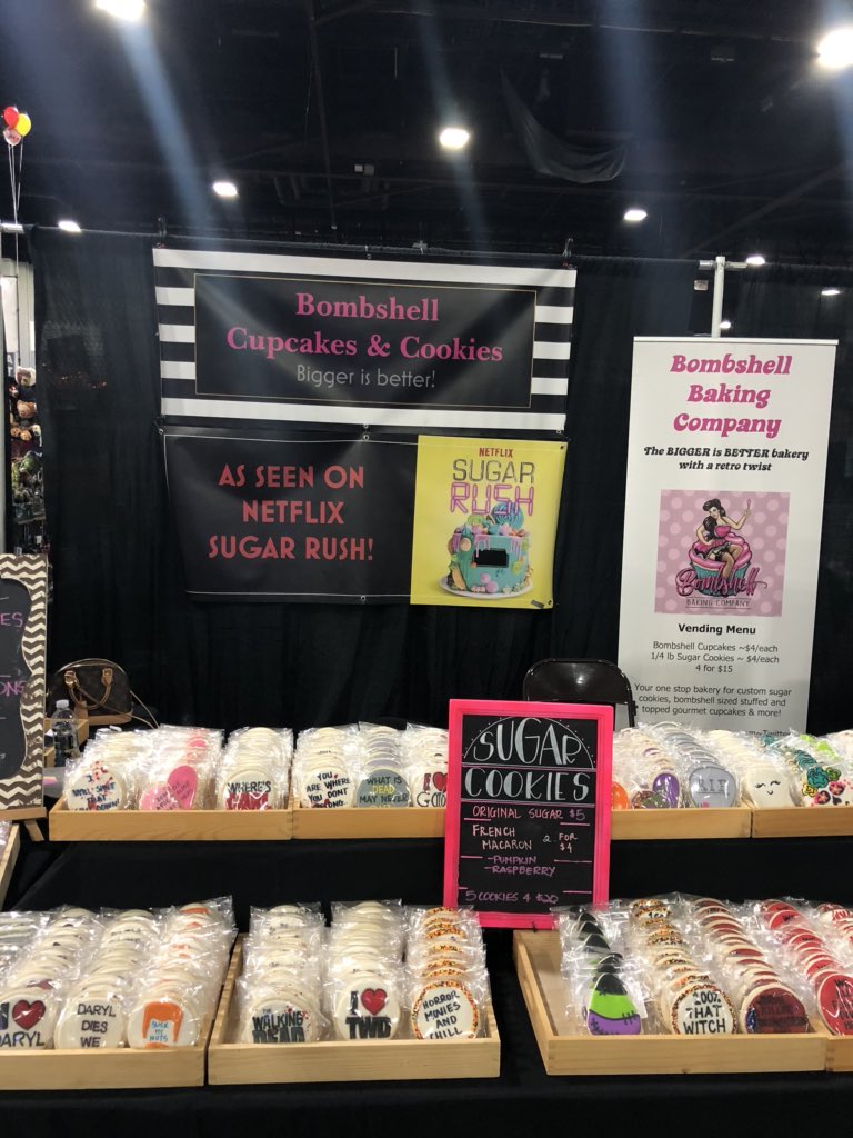 BombshellCupca's tweet photo. Hey friends❤️ #WalkerStalkerCon #WalkerStalker #WalkerStalkerATL Come see us Sunday! SUPPORT YOUR VENDORS ❤️ We have cookies and smiles for all AND free hugs! @Cudlitz @PilouAsbaek @AustinNichols https://t.co/qrgLoYrmXr