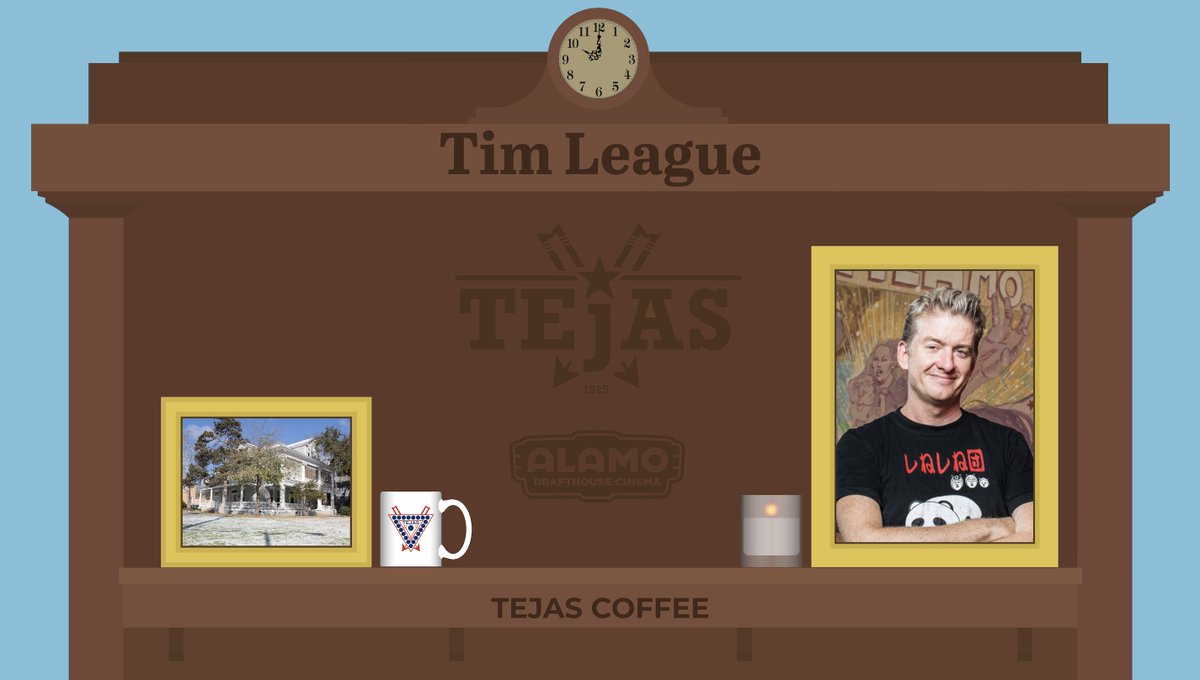 Join the Tejas Club this Thursday at 8 PM for Tejas Coffee featuring Tim League, Founder of @alamodrafthouse 
@UTRTF @TexasDKA @WomenInCinema