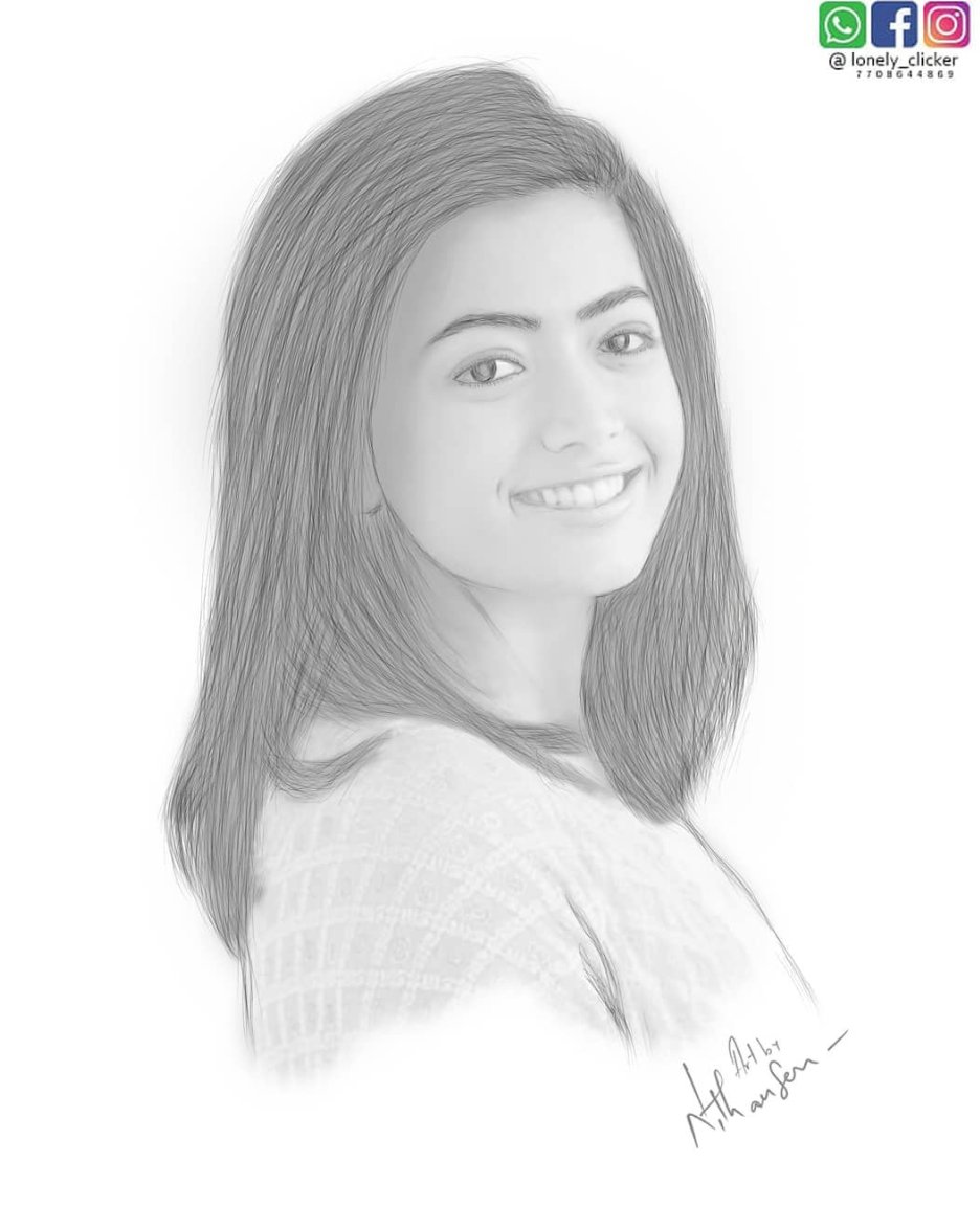 Drawing of @rashmika_mandanna . Gift your Loved ones this season a  beautiful portrait 🎁 🔥 Empowering Artist @msporttraits . Follow… |  Instagram