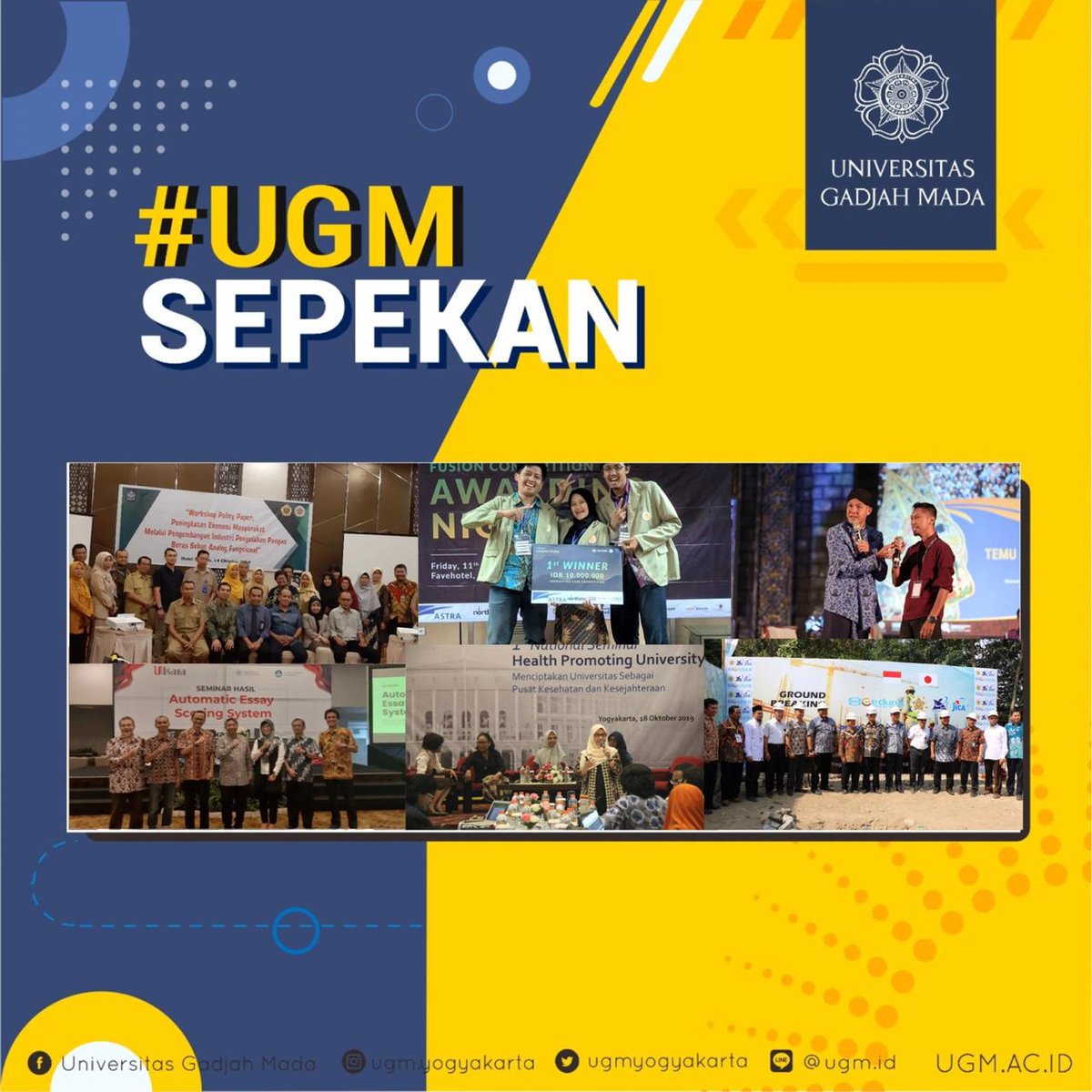 UGMYogyakarta's tweet photo. Semoga akhir pekanmu mengesankan! 😃

#prestasiugm #fktugm #dpkmugm #hpu #healthpromotinguniversity #ukaraai https://t.co/jlGR2NQ8q3