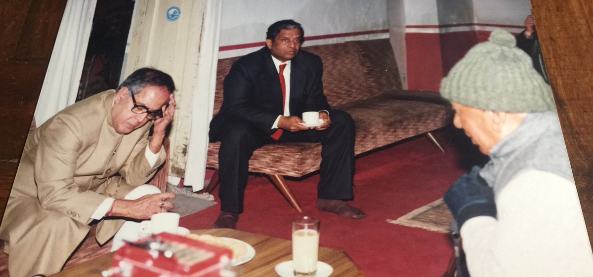 Sirjana_Singh's tweet photo. Shree Pranab Mukharjee & Shree Atalbihari Bajpayae ji at Chaksibari #historicalphoto #Historicalplace #memories #early90’s @ambmanjeevpuri https://t.co/fcdNnSaR6r