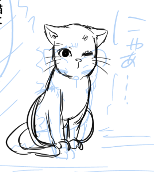 ちゃんと描いたねこ(下書き)。ちょっとマシになった… 