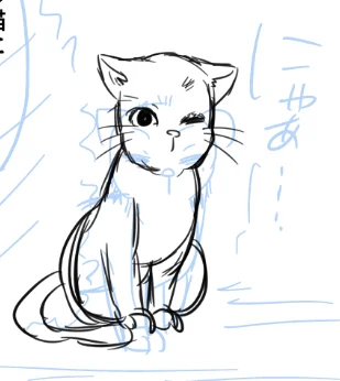 ちゃんと描いたねこ(下書き)。ちょっとマシになった… 