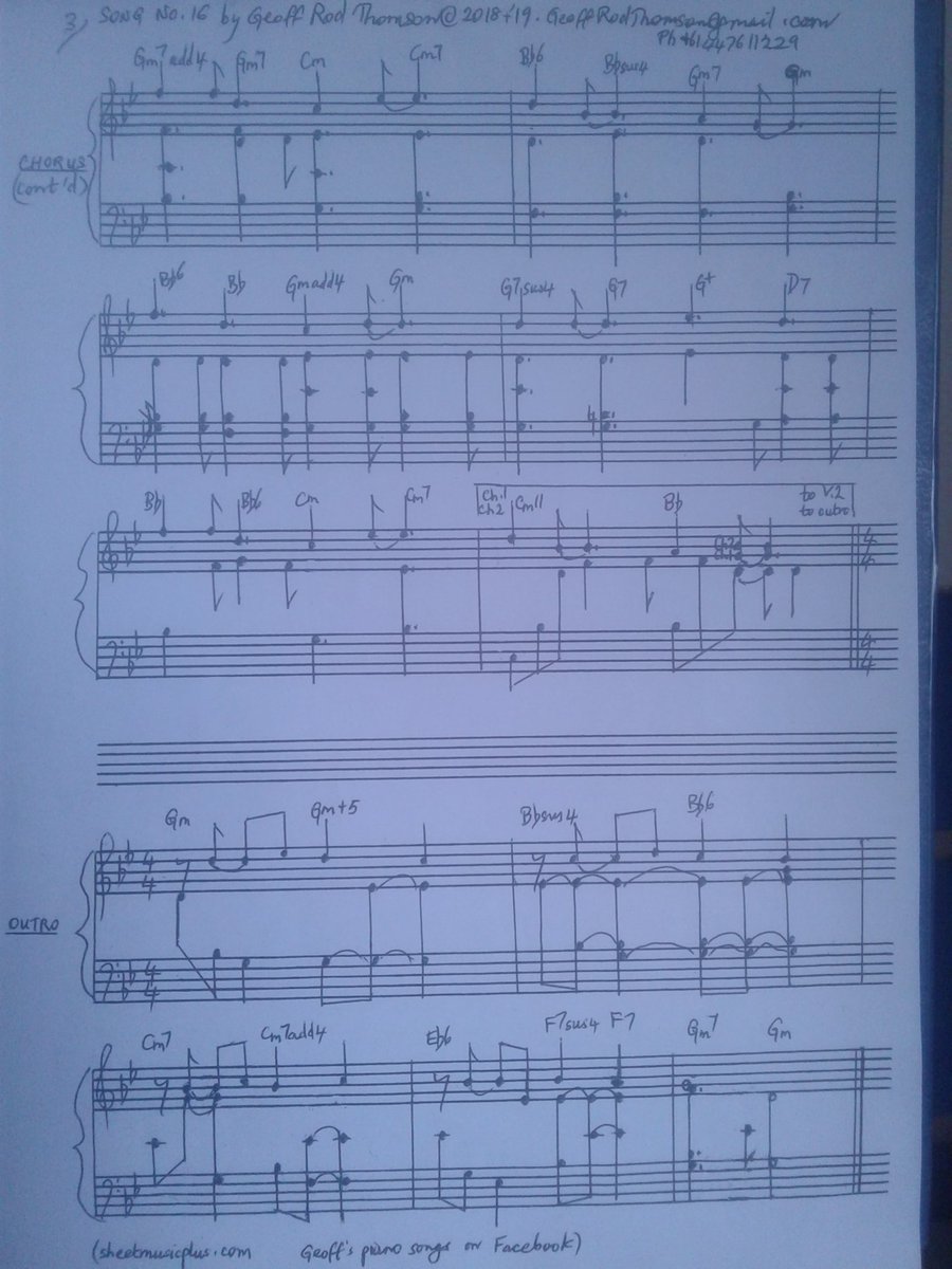 GeoffThomson3's tweet photo. Piano version of #Song16 ...have a play. The lead sheet is below on this site. #PianoMusicIntermediateLevel #Jazz #Song #Pianist #Lyricist #Singer #Arranger #Producer #SheetMusicPlus #GeoffRodThomson #GeoffThomson #GeoffsPianoSongs https://t.co/B8U2tIZYFF