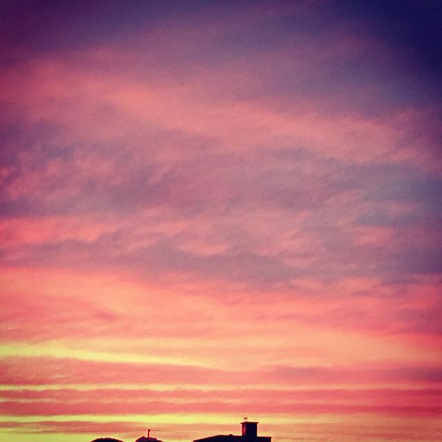 ピンク色の夕焼け