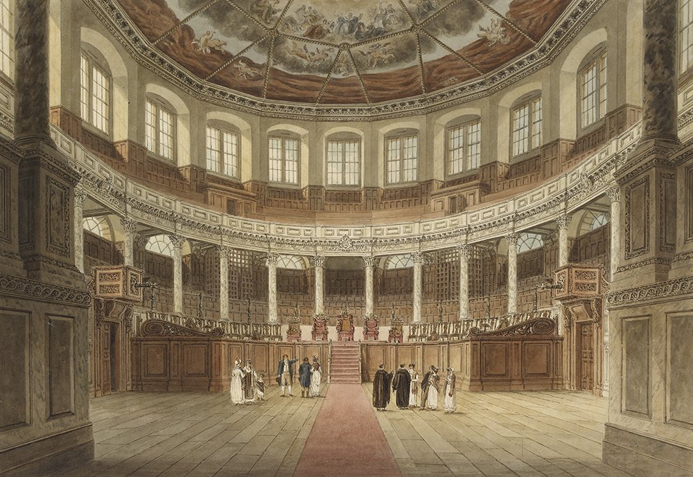 English anatomist, astronomer and architect Christopher Wren was born #onthisday in1632. Wren was the architect of St, Paul's Cathedral, Ludgate Hill and the Sheldonian Theatre in Oxford, amongst many other buildings. Interior of the Sheldonian, John Buckler, 1815