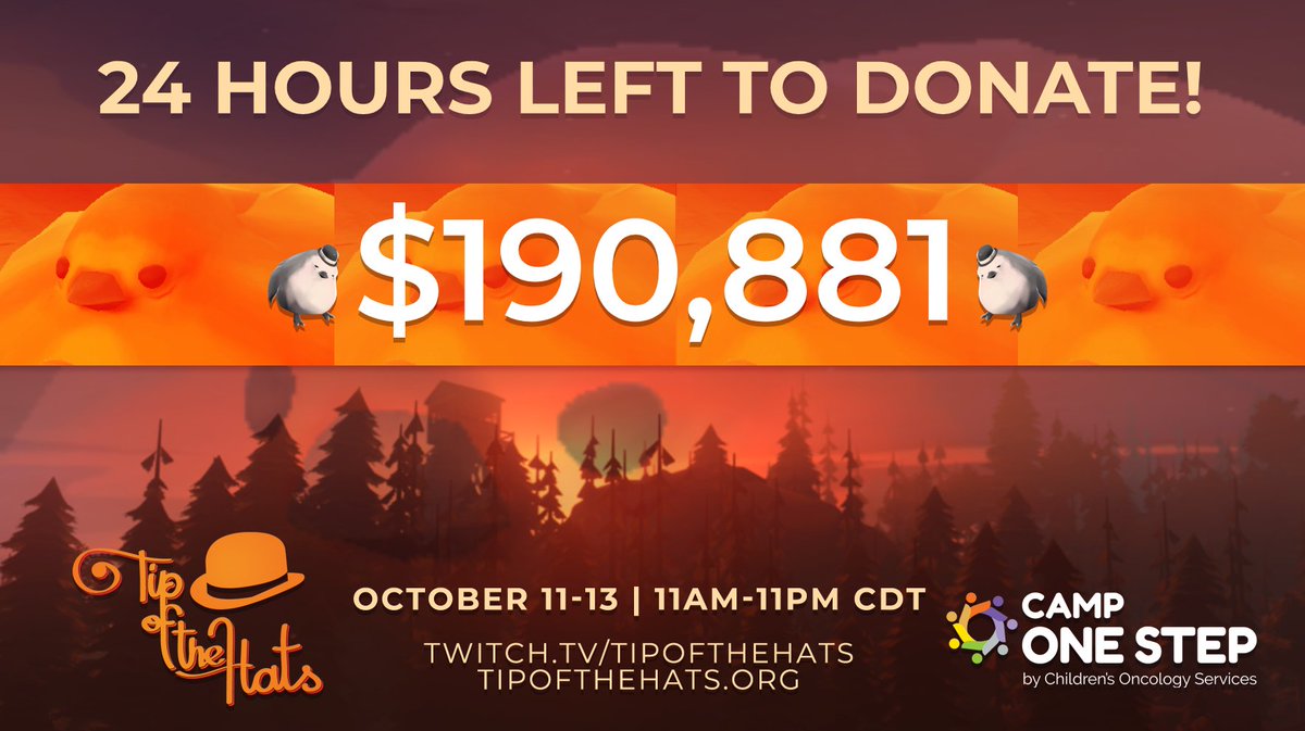 TipoftheHats's tweet photo. 🚨 LESS THAN 24 HOURS LEFT TO DONATE AND PURCHASE FROM OUR MERCH STORES 🚨
Everything closes TONIGHT @ 11:59 PM CDT! #TotH2019
🧡 Cash & item donations: https://t.co/4ikdb3Gs8f
🧡 Shirts & hoodies: https://t.co/joIYC0waYK
🧡 Hats, pins, mugs, & more: https://t.co/raQtZxqQ2T https://t.co/g2g0FoRmuR