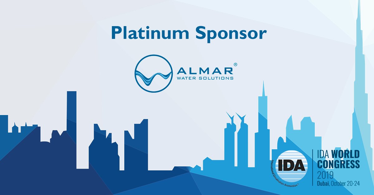 Almar Water Solutions proudly announces that is the Platinum Sponsor of the #IDAWorldCongress, held in Dubai from 20 to 24 October. The company firmly supports this initiative and is sponsoring a number of activities at the Congress. See you in Dubai!