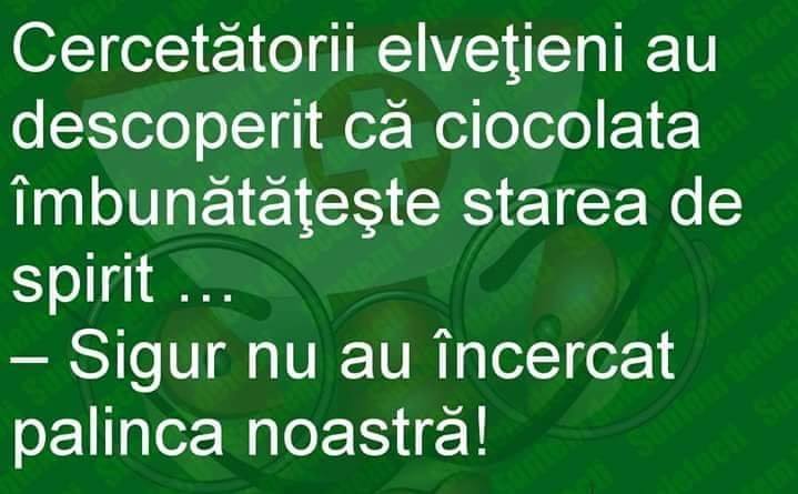 CristiMilla1's tweet photo. #palinca #Romania #viata #veselie #mergetreaba #desigur #desezon #ciocolata #studiu #cercetare #aprofundata #maisiglumim #cateodata https://t.co/7ZR93j1Bav
