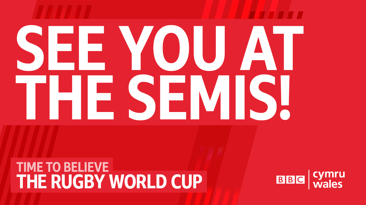 BBCWales's tweet photo. YEEEESSS! SEMI-FINALS HERE WE COME! 🏴󠁧󠁢󠁷󠁬󠁳󠁿🤗

#RWC2019 #TimeToBelive https://t.co/OlZUR8Kk6d
