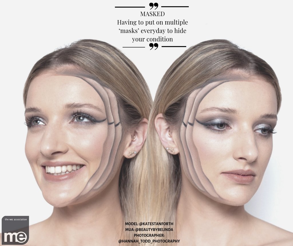 MEAssociation's tweet photo. 'Trapped. Masked. Crumbling.' 3 words Kate used to describe her Invisible Illnesses. What 3 words would you use to describe to describe you Invisible Illness?

#MakeMEVisible #MECFS #PWME #InvisibleIllnessAwarenessWeek https://t.co/2mFkPZec9O